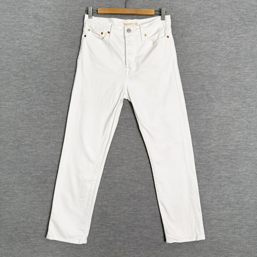 Levi's Wedgie Straight Jeans Women's Size 29 High Rise White Denim Button Fly